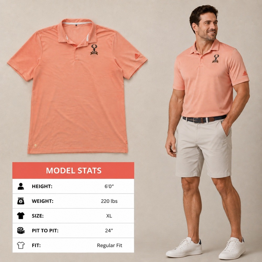 Adidas Mens Tobacco Road Golf Club Polo Shirt Orange White Stripe XL 1057